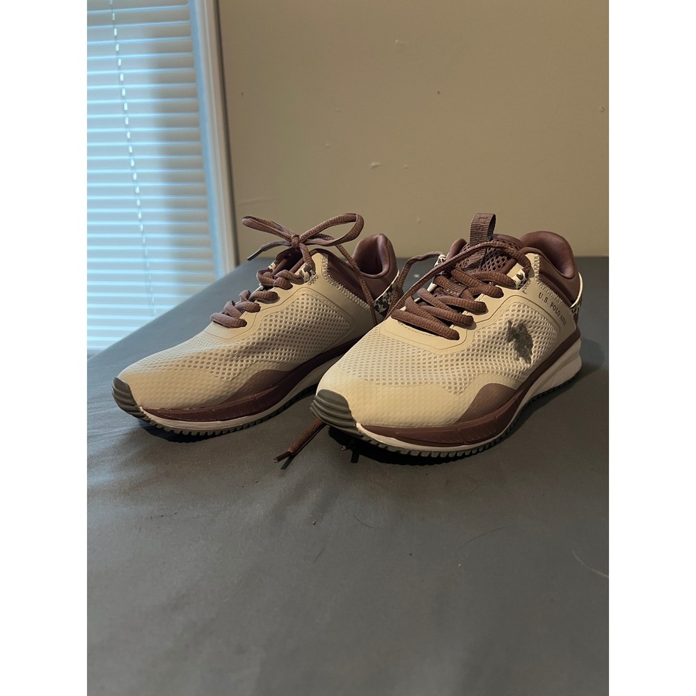 US Polo Assn Womens Sneakers Size 5.5 Mauve Cream Mesh Low Top‎ Athletic Shoes